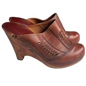 70's vintage wood and leather clogs‎ 8